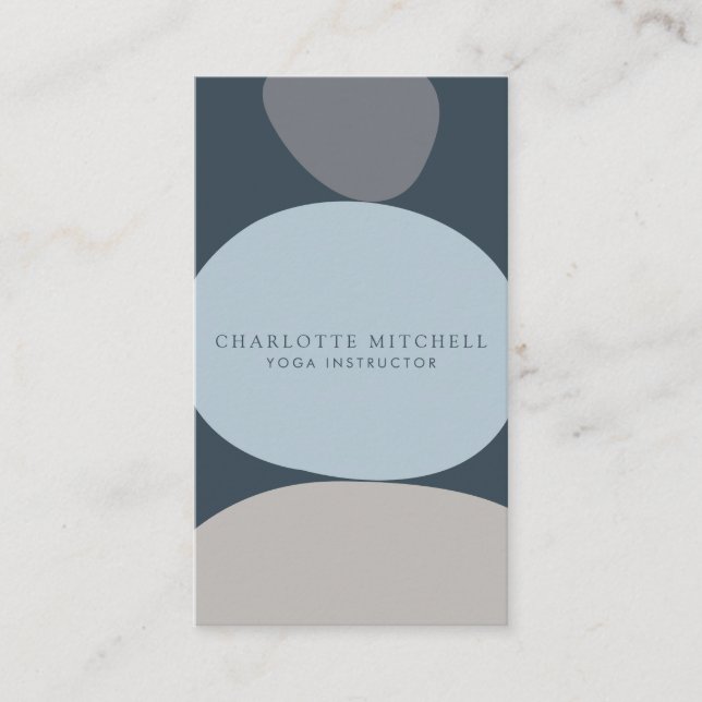 Carte De Visite Pierres Zen Abstraites modernes Bleu Logo Yoga, Ma (Devant)