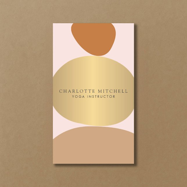 Carte De Visite Pierres Zen Abstraites modernes Gold et rose Logo  (Créateur téléchargé)