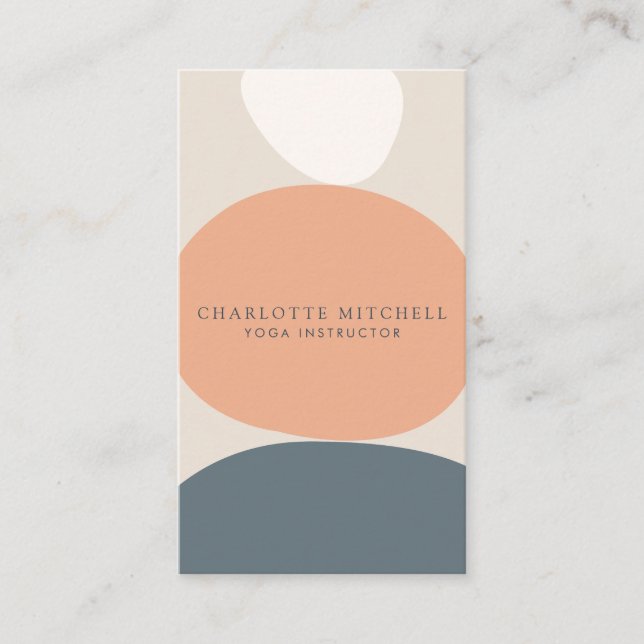 Carte De Visite Pierres Zen Abstraites modernes Pêche/Logo Bleu Yo (Devant)