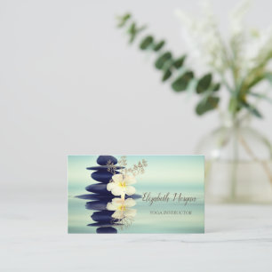 Carte De Visite Pierres Zen Arbre Silhouette Or Orchidée Blanche