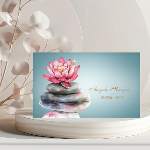 Carte De Visite Pierres Zen Élégantes Fleur de Lotus Bleue