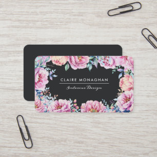 Carte De Visite Pies roses   Sombre