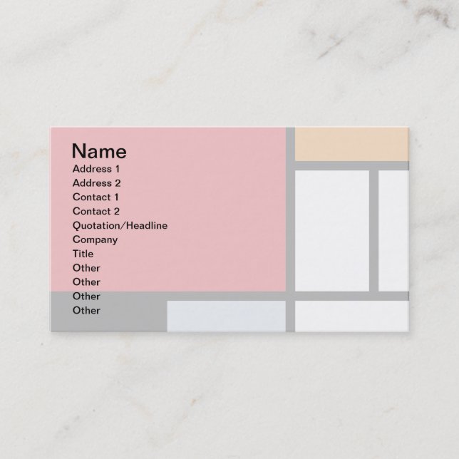 Carte De Visite Piet Mondrian - Composition avec grand plan rouge (Devant)