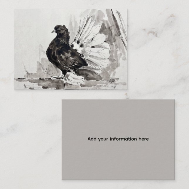 Carte De Visite Pigeon à queue indienne Eyeliner Poule (Devant / Derrière)