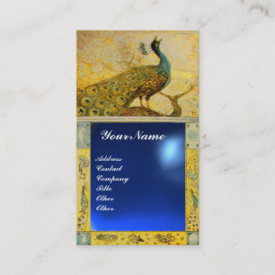 Carte De Visite PIGEON RAMIER AMOUR MARIAGE MONOGRAMME jaune bleu 