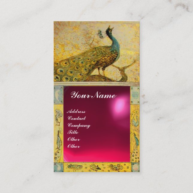 Carte De Visite PIGEON RAMIER AMOUR MONOGRAMME jaune rose rouge ru (Devant)