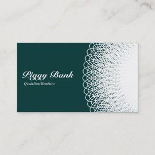 Carte De Visite Piggy Bank - Blanc sur Vert 003333