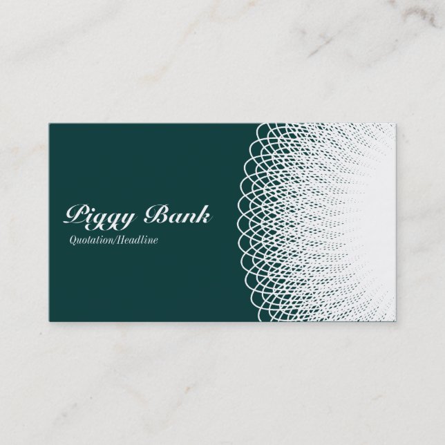 Carte De Visite Piggy Bank - Blanc sur Vert 003333 (Devant)