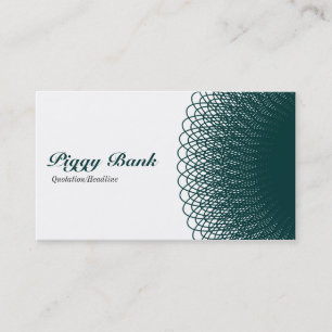 Carte De Visite Piggy Bank - Vert foncé et blanc