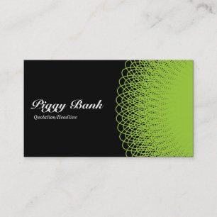 Carte De Visite Piggy Bank - Vert sur noir