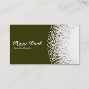 Carte De Visite Piggy Bank - White on Deep Olive 333300