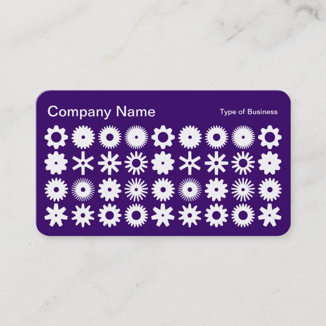 Carte De Visite Pignons - Blanc sur Violet foncé (Devant)