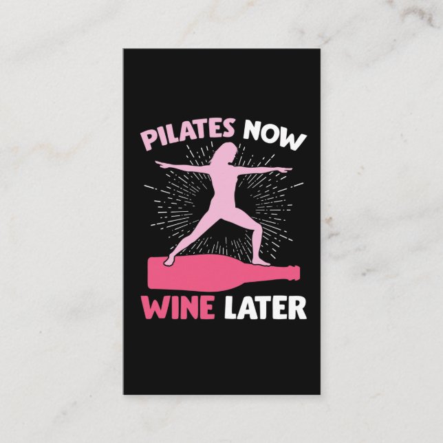 Carte De Visite Pilates Hilarious Athlete Femme buveuse de vin cad (Devant)