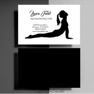 Carte De Visite Pilates Instructeur Minimaliste Noir Et Blanc