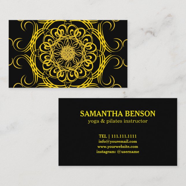 Carte De Visite Pilates Yoga Instructeur Mandala (Devant / Derrière)