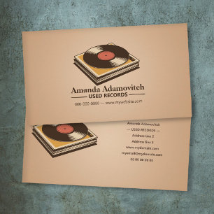 Carte De Visite Pile de vinyles vintage