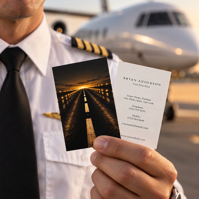 Carte de visite Pilot Night Runway (Créateur téléchargé)