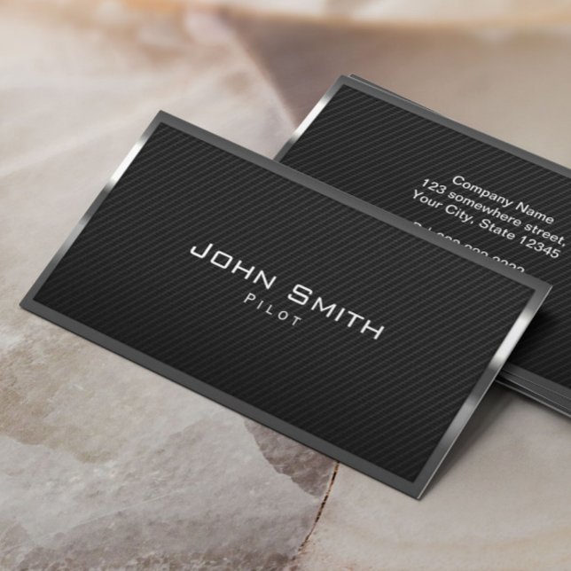 Carte De Visite Pilote Aviateur Fibre de carbone Cadre métallique  (Créateur téléchargé)