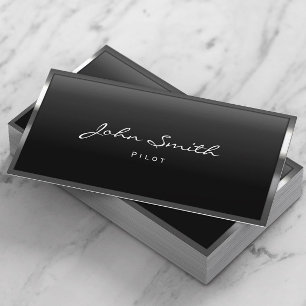 Carte De Visite Pilote Aviateur Moderne Frontière Métal Profession