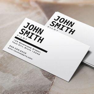 Carte De Visite Pilote/Carte de visite d'avion noir et blanc