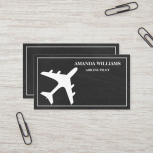 Carte De Visite Pilote d'avion de ligne moderne blanc en jet