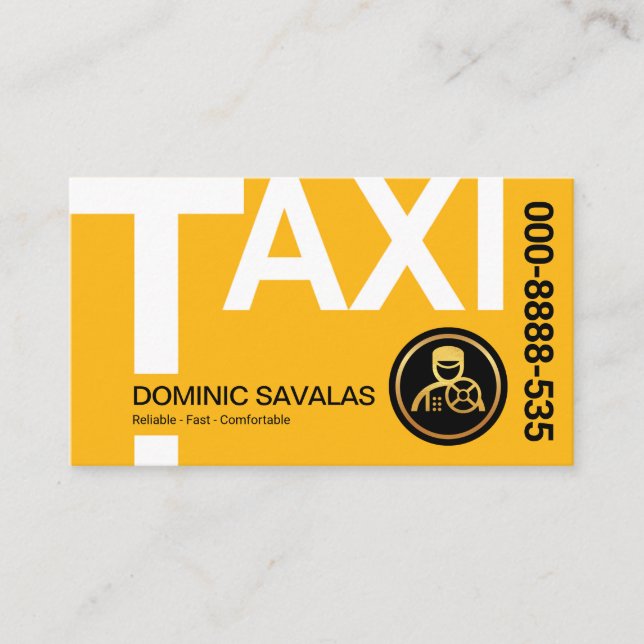 Carte De Visite Pilote de cabine de signalisation TAXI jaune (Devant)