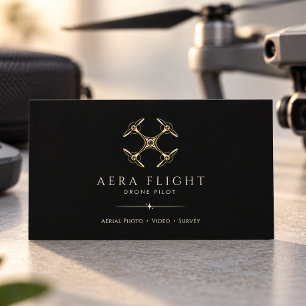 Carte De Visite Pilote de drone en or noir