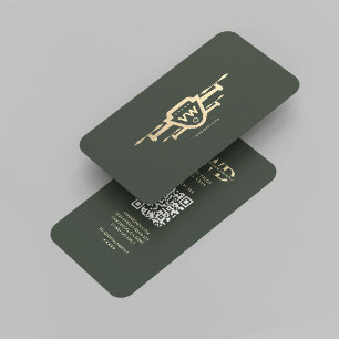Carte De Visite Pilote de drone moderne Monogramme Or vert