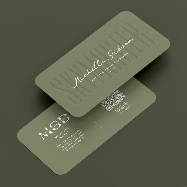 Carte De Visite Pilote de drone UAV Opérateur Sage élégant (UAV Drone Pilot Operator Elegant Sage Modern Business Card
)