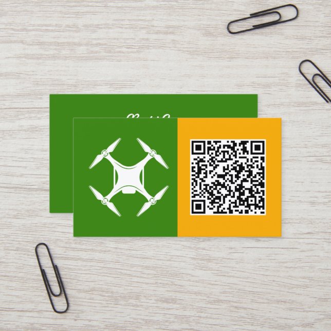 Carte De Visite Pilote de drones QR personnalisé (Devant/Arrière en situation)