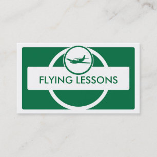 Carte de visite pilote de petit avion blanc vert