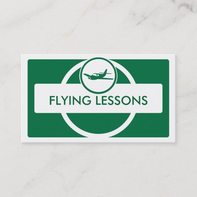 Carte de visite pilote de petit avion blanc vert (Devant)