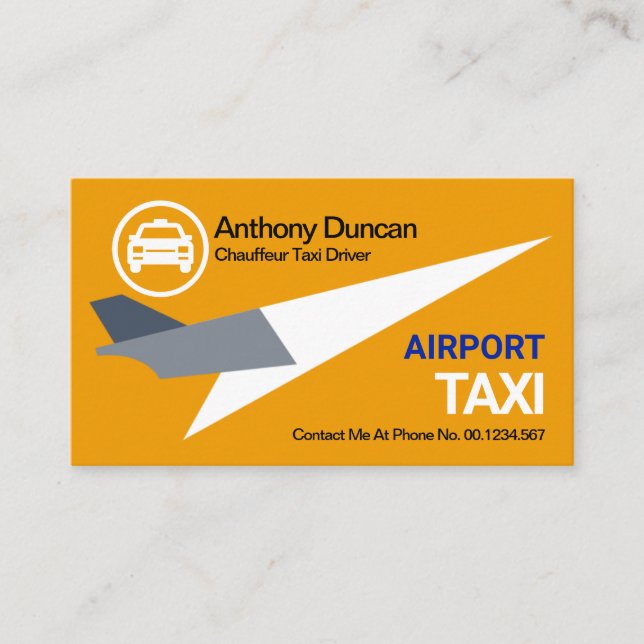 Carte De Visite Pilote de taxi jaune pour avion à réaction étonnan (Devant)