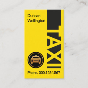 Carte De Visite Pilote de taxi jaune vif à signal TAXI vertical