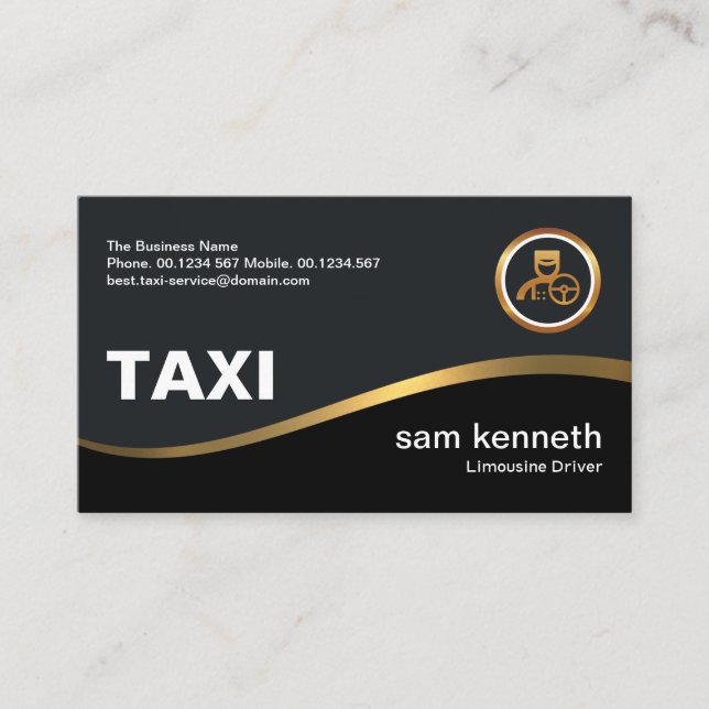 Carte De Visite Pilote de taxi simple Faux Gold Wave (Devant)