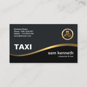 Carte De Visite Pilote de taxi simple Faux Gold Wave