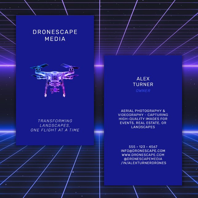 Carte De Visite Pilote drone UAV Photographie Vidéo moderne bleu (Créateur téléchargé)