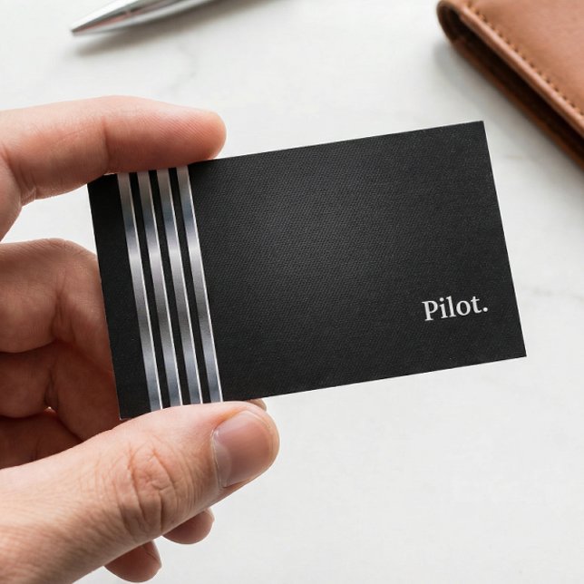 Carte De Visite Pilote professionnel Black Silver (Créateur téléchargé)