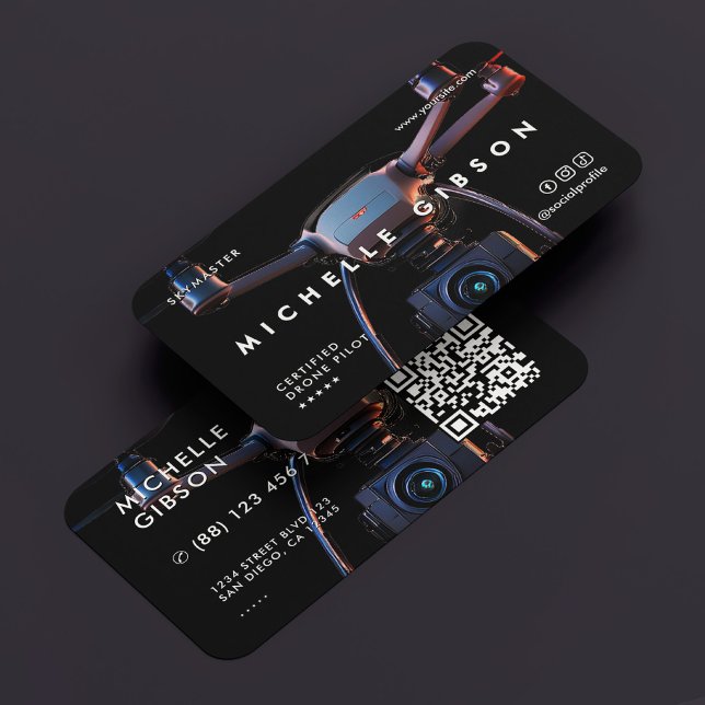 Carte De Visite Pilote UAV professionnel d'opérateur de drone mode (Modern Drone Operator Professional UAV Pilot Business Card)
