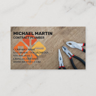 Carte De Visite Pince sur table en bois Outils à main