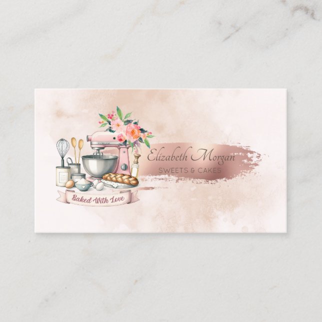 Carte De Visite Pinceau Floral Mélangeur Coup de Pinceau Aquarelle (Devant)