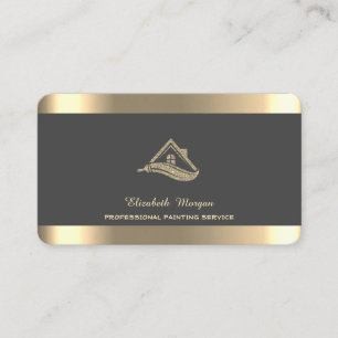 Carte De Visite Pinceau gris pour toit de maison en paillettes pro