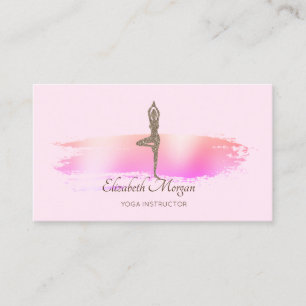 Carte De Visite Pinceau Moderne Élégant Fille de Yoga Pailletée Ro