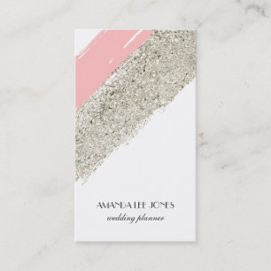 Carte De Visite Pinceaux de Parties scintillant rose et argent