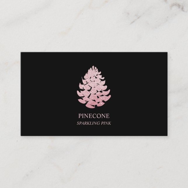 Carte De Visite Pinecone Étincelant Rose (Devant)