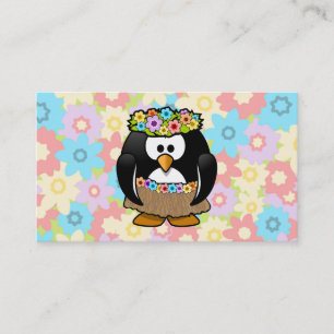 Carte De Visite Pingouin de danse polynésienne de bande dessinée