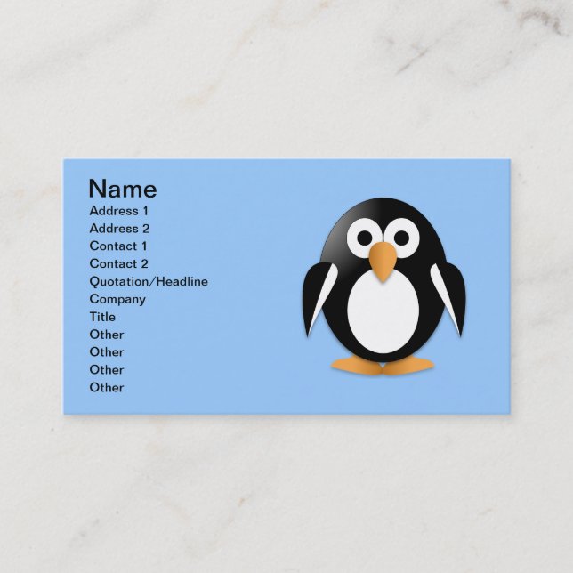 Carte De Visite Pingouin drôle (Devant)