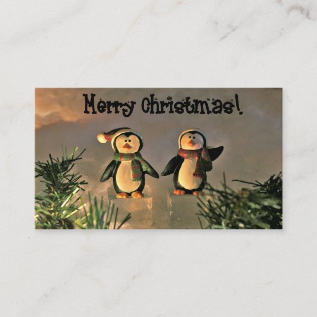 Carte De Visite Pingouins de Noël (Devant)