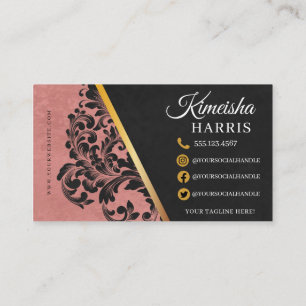 Carte De Visite Pink and Gold Moderne Hair Braiing Salon Business