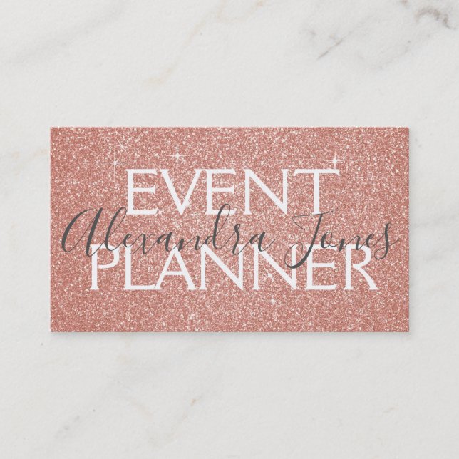 Carte De Visite Pink and Gold Parties scintillant et Sparkle Event (Devant)